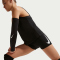 NIKE Pro Mid-Waist kurze Leggings Damen 010 - black/white/metallic silver XXS