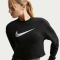 NIKE Pro Dri-FIT French Terry Sweatshirt Damen 010 - black/metallic silver/white XXL