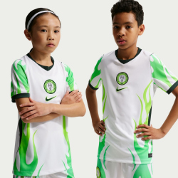 NIKE Nigeria Stadium Dri-FIT Auswärtstrikot Kinder 100 - white/green glow/black S (128-137 cm)