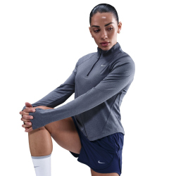 NIKE Tempo Dri-FIT 1/2-Zip Laufshirt Damen 410 - midnight navy/htr/reflective silv L