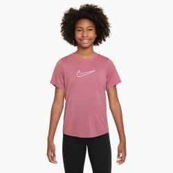NIKE One Dri-FIT kurzarm Trainingsshirt Mädchen 641 - peony/white M (137-146 cm)