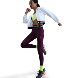 NIKE Pro Leggings Mädchen 610 - bordeaux/black/white L (146-156 cm)