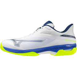 Mizuno Wave Exceed Court CC Tennisschuhe Herren 20 - white/dazzling blue/lightning yellow 40