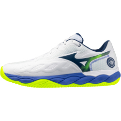 Mizuno Wave Enforce Court CC Tennisschuhe 20 - white/dazzling blue/lightning yellow 40.5