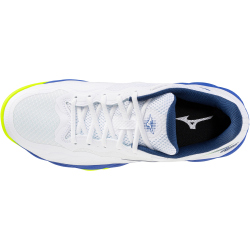 Mizuno Wave Enforce Court CC Tennisschuhe 20 - white/dazzling blue/lightning yellow 45