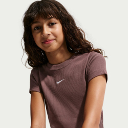 NIKE Sportswear Slim Cropped Ribbed T-Shirt Mädchen 502 - tattoo M (137-146 cm)