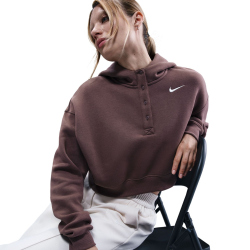 NIKE Sportswear Phoenix Fleece Oversize Cropped Henley Hoodie Damen 502 - tattoo/sail S