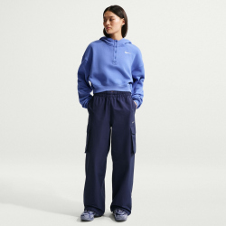 NIKE Sportswear Phoenix Fleece Oversize Cropped Henley Hoodie Damen 460 - lt medium blue/sail S