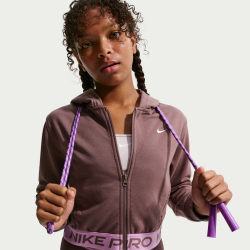 NIKE Pro Dri-FIT Fleece Hoodie Mädchen 502 - tattoo/tattoo/lt magenta/white M (137-146 cm)