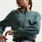 NIKE Pro Dri-FIT Fleece Hoodie Mädchen 382 - mineral slate/mineral slate/black/white M (137-146 cm)