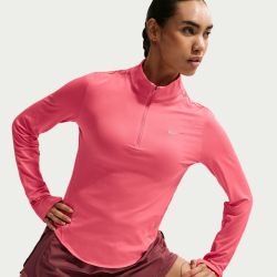 NIKE Swift Dri-FIT UV 1/2-Zip Laufshirt Damen 897 - sea coral/reflective silv S