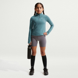 NIKE Dri-FIT 1/2-Zip langarm Trainingsshirt Mädchen 382 - mineral slate/white S (128-137 cm)