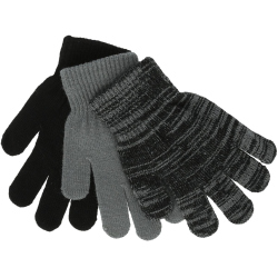 3er Pack ZigZag Neckar Strickhandschuhe Kinder 1001 - black