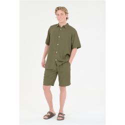 Cruz Micky Leinenshorts Herren 3232 - loden green S