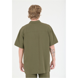 Cruz Micky kurzarm Leinenhemd Herren 3232 - loden green S