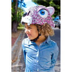 CRAZY SAFETY Leopard Fahrradhelm Kinder 0156 - pink S (49-55 cm)
