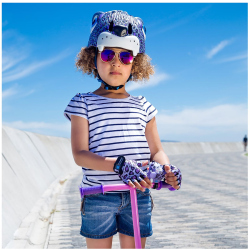 CRAZY SAFETY Leopard Fahrradhelm Kinder 016 - purple S (49-55 cm)