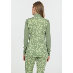 SLOPE Rei Printed 1/2-Zip Ski Langarmshirt Damen 3144 - smoke green XXS
