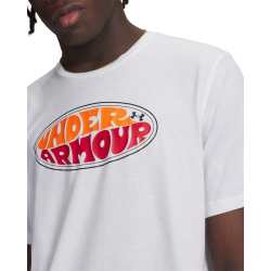 UNDER ARMOUR Oval Wordmark T-Shirt Herren 100 - white/team orange M