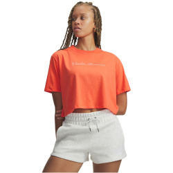 UNDER ARMOUR Wordmark Cropped T-Shirt Damen 690 - venom red/white S
