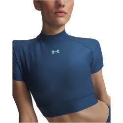 UNDER ARMOUR HeatGear Cropped Mock kurzarm Funktionsshirt Damen 498 - wham blue/blue haze XL