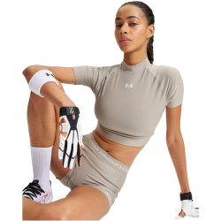 UNDER ARMOUR HeatGear Cropped Mock kurzarm Funktionsshirt...