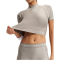 UNDER ARMOUR HeatGear Cropped Mock kurzarm Funktionsshirt Damen 203 - timberwolf taupe/summit white M