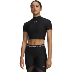 UNDER ARMOUR HeatGear Cropped Mock kurzarm Funktionsshirt Damen 008 - ultimate black/white XS