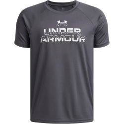 UNDER ARMOUR Tech Trainingsshirt Jungen 027 - castlerock/white S (127-137 cm)