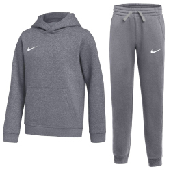 NIKE Park 26 Fleece Jogginganzug mit Kapuze Kinder 071 - charcoal heathr/white L (147-158 cm)