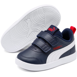 PUMA Courtflex V2 Baby-Sneaker mit Klettverschluss 01 - peacoat/high risk red 20