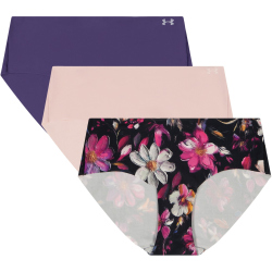 3er Pack UNDER ARMOUR Pure Stretch No-Show Print Hipster Damen 953 - pink dusk XS