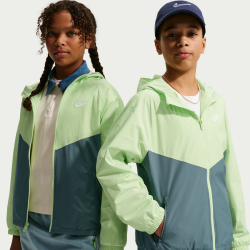 NIKE Sportswear Windrunner Kapuzenjacke Kinder 360 - lt liquid lime/mineral slate/white L (147-158 cm)