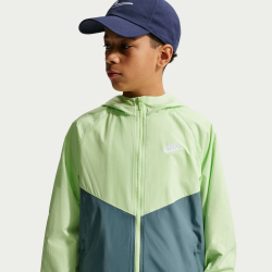 NIKE Sportswear Windrunner Kapuzenjacke Kinder 360 - lt liquid lime/mineral slate/white L (147-158 cm)