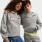 NIKE Sportswear Club Fleece Hoodie Kinder 063 - dk grey heather/black/sail XS (122-128 cm)