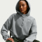 NIKE Sportswear Phoenix Fleece Oversize Cropped Henley Hoodie Damen 063 - dk grey heather/base grey/sail S