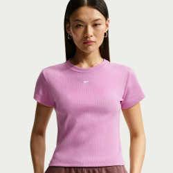 NIKE Sportswear Rib T-Shirt Damen 503 - lt magenta/white XS