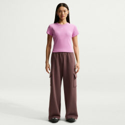 NIKE Sportswear Rib T-Shirt Damen 503 - lt magenta/white S
