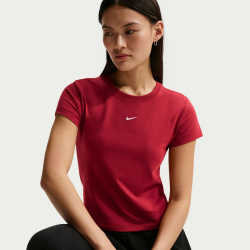 NIKE Sportswear Chill Knit Mod-Cropped T-Shirt Damen 613 - team crimson/white XL