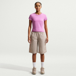 NIKE Sportswear Chill Knit Mod-Cropped T-Shirt Damen 504 - lt magenta/white XL