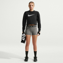NIKE Pro Mid-Waist kurze Leggings Damen 084 - smoke grey/htr/black/white M