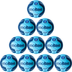 10er Ballpaket molten Handball H3X3800 Wettspielball Cyan 3