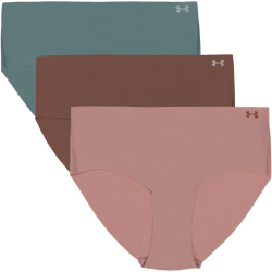 3er Pack UNDER ARMOUR Pure Stretch No-Show Solid Hipster Damen 678 - tourmaline pink XL