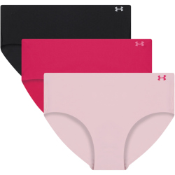 3er Pack UNDER ARMOUR Pure Stretch No-Show Solid Hipster Damen 650 - shaded fuchsia XL