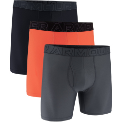 3er Pack UNDER ARMOUR Performance Tech Mesh Solid 6" Boxershorts Herren 616 - fire S
