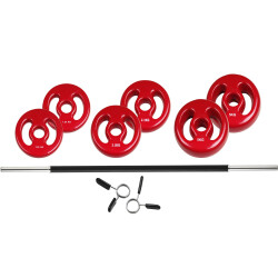 TRENDY SPORT Pesos Aperto Hantelstangen Set Rot 9 KG