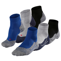 3er Pack FALKE RU4 Laufsocken grey/black/blue 46-48