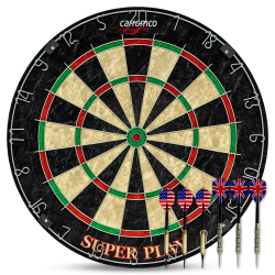carromco Dart Set Steeldartscheibe + 3 Softdarts + 3...