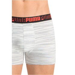 2er Pack PUMA Spacedye Stripe Boxershorts Herren white / grey melange S
