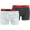 2er Pack PUMA Spacedye Stripe Boxershorts Herren white / grey melange S